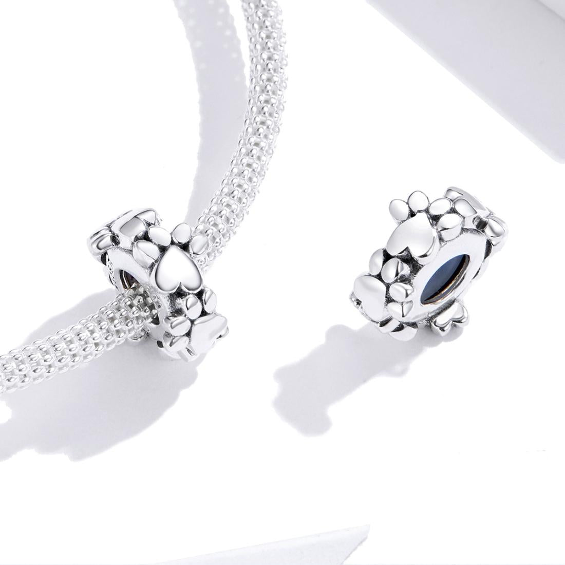 925 Sterling Silver Love Footprints Beaded Bracelet 5