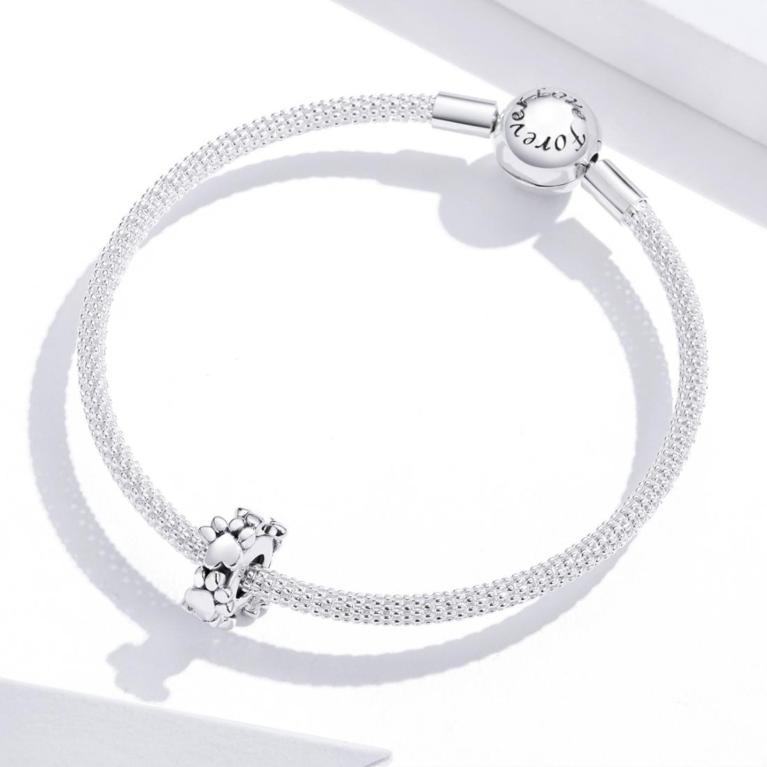925 Sterling Silver Love Footprints Beaded Bracelet 6