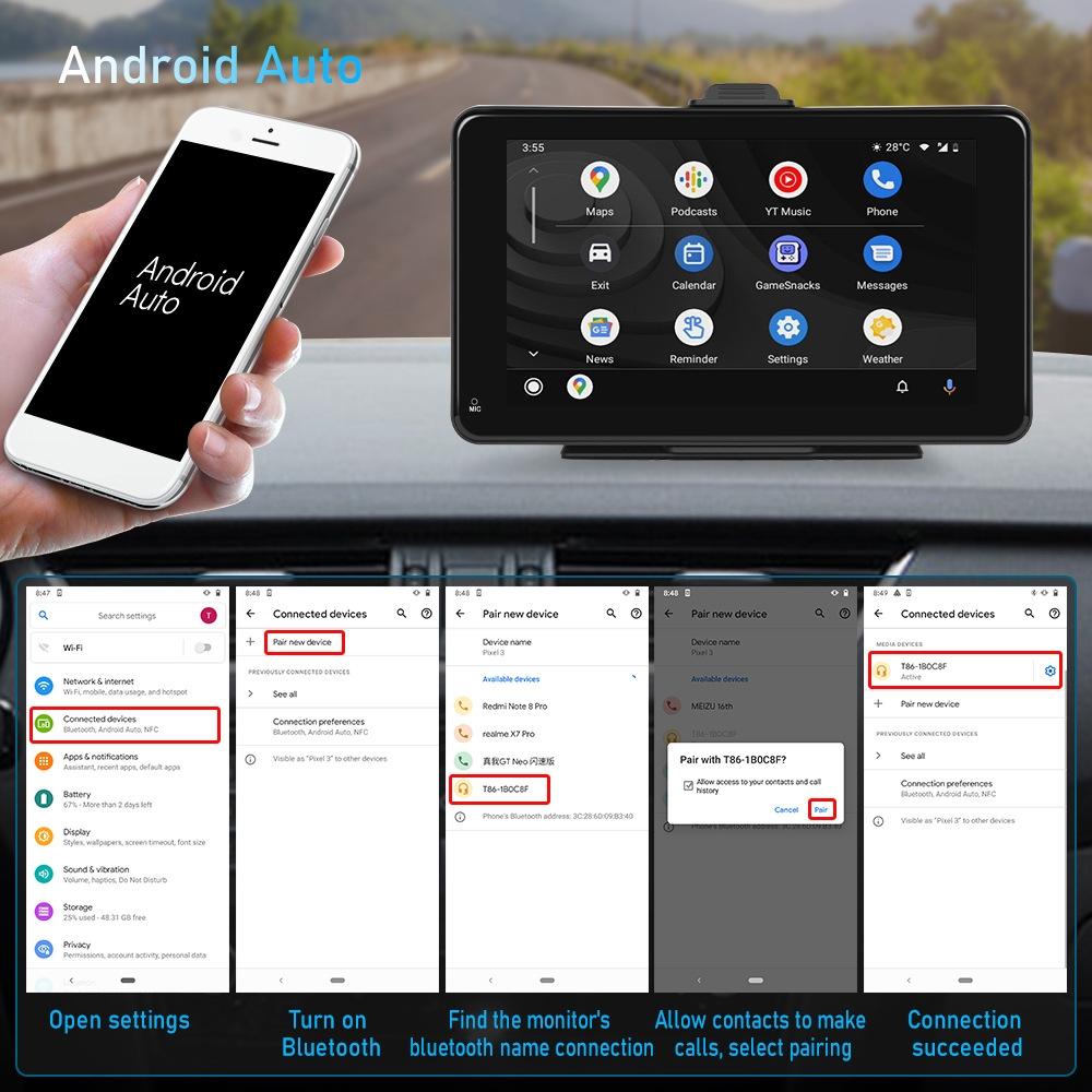 7 Inch Hd Smart Screen Carplay + Android Auto + Android - 64Gb 5