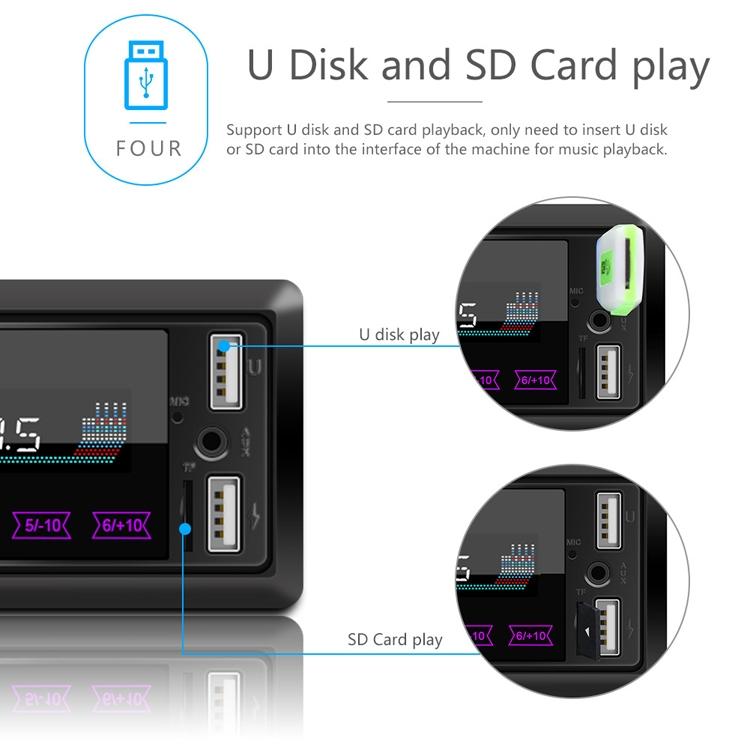 Touch Car Bluetooth Speakerphone With Double U Disk & Colourful Lights - Standard + 16G Memory Card 6