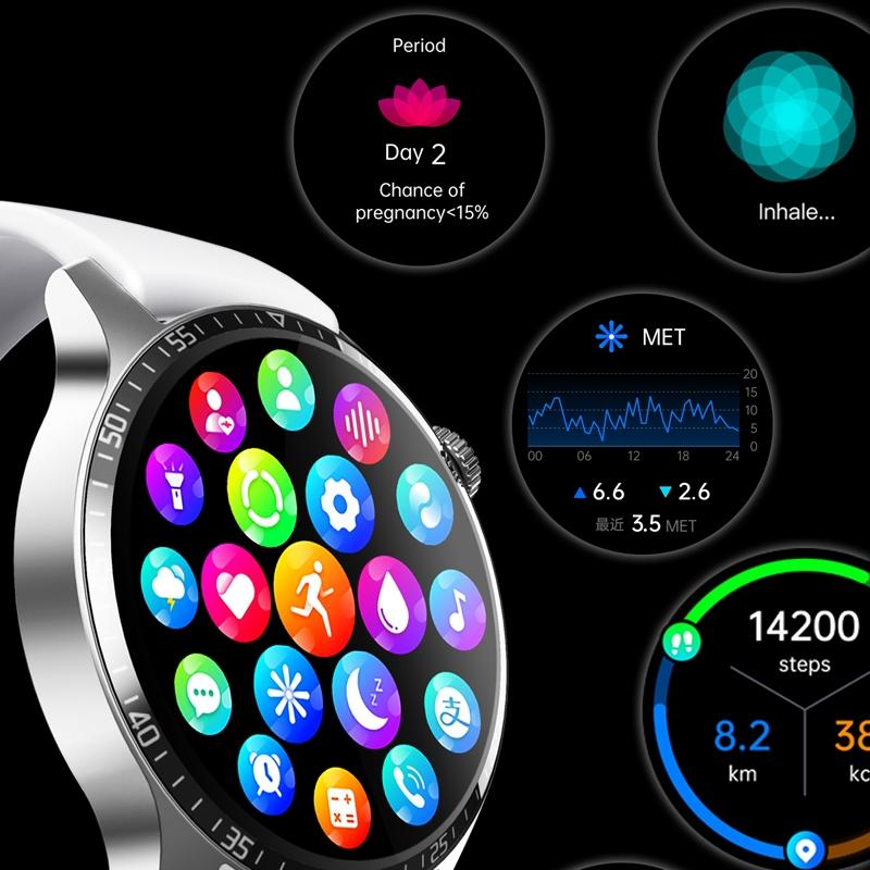 1.35 Inch Smart Watch Bluetooth Calls Health Monitoring 150+ Sports Black - Black Milan 13