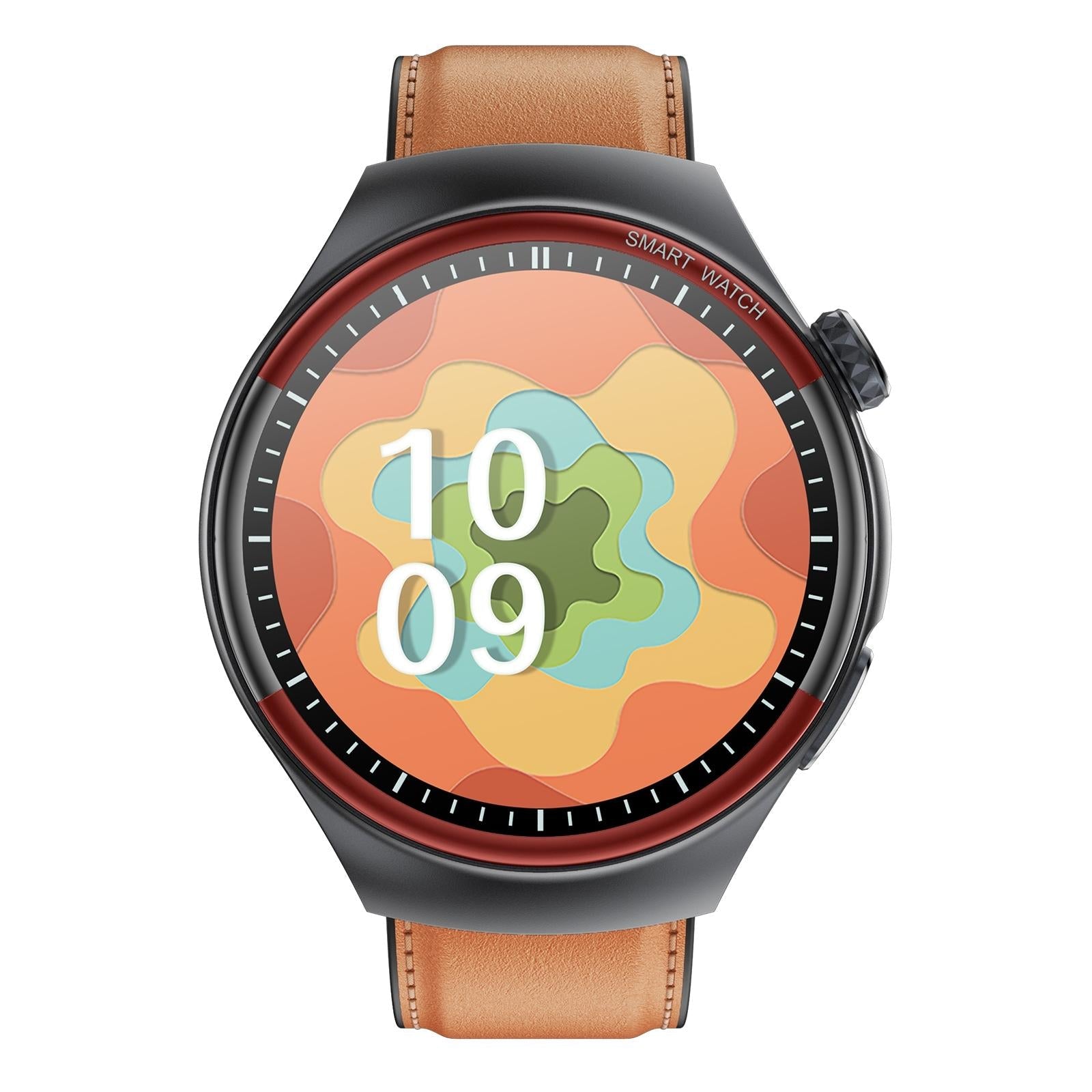 Smart Round Screen Watch With Bt Call And Health Tracking - Leather - Stainless Steel Black 3