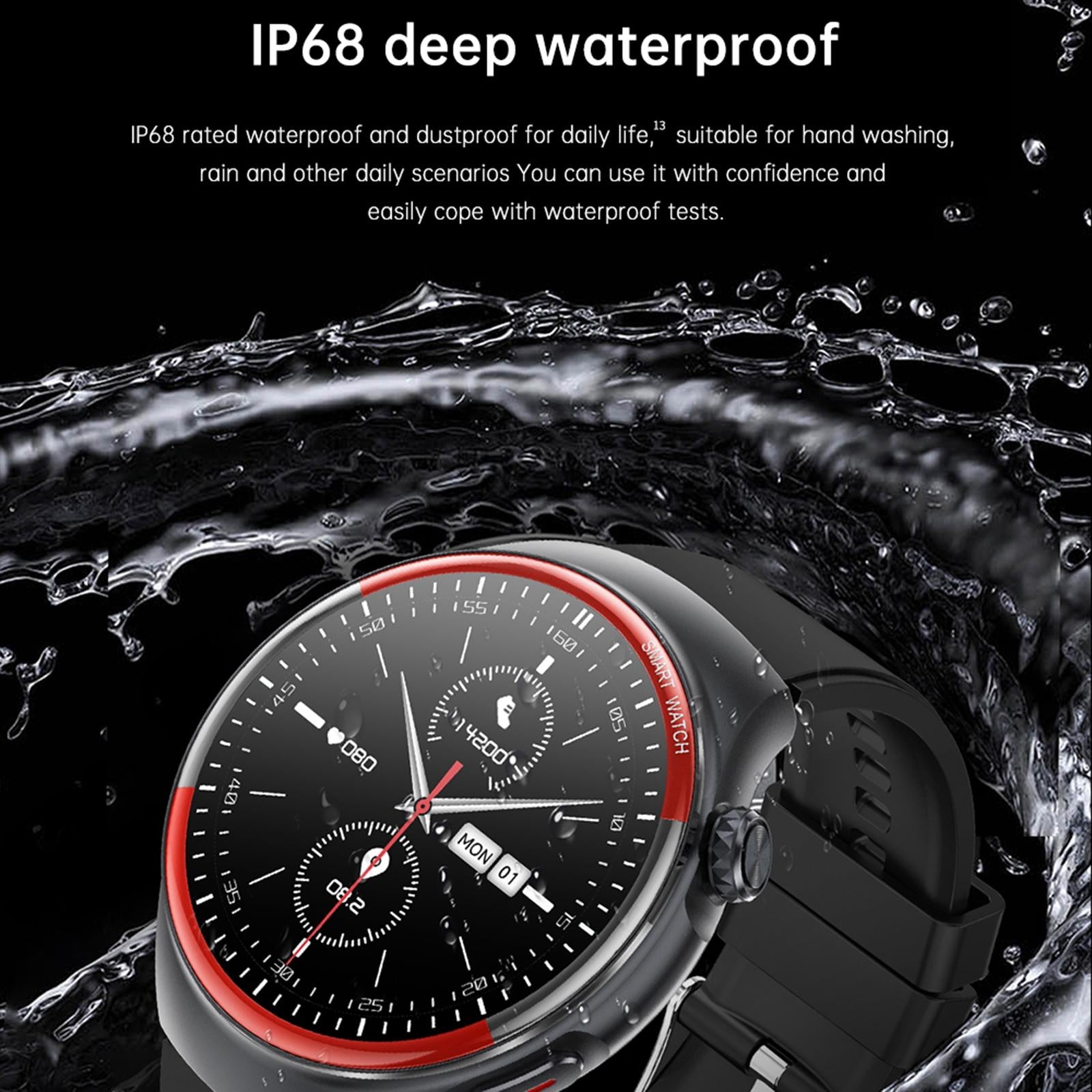 Smart Round Screen Watch With Bt Call And Health Tracking - Leather - Stainless Steel Black 9
