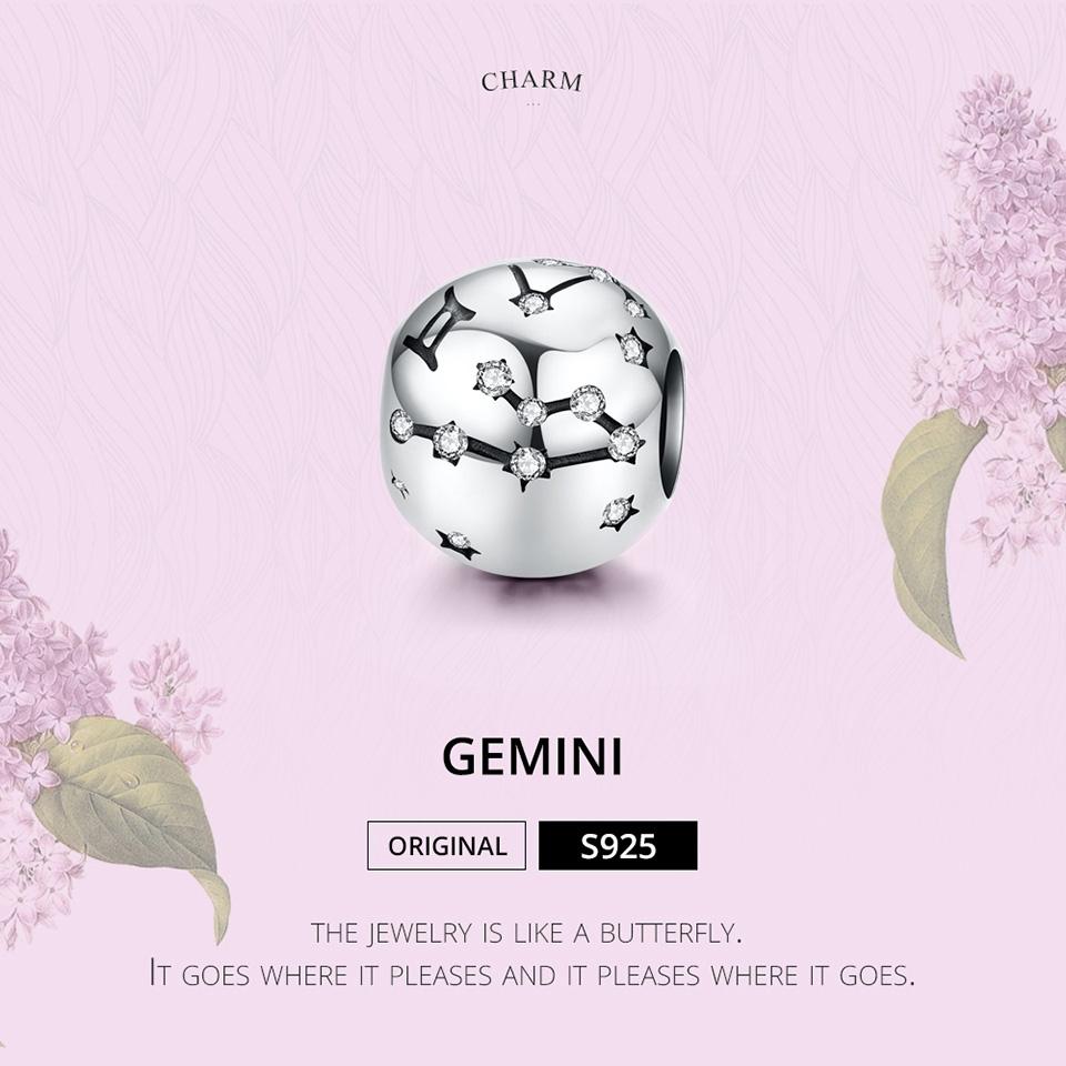 925 Sterling Silver Diy Zodiac Bracelet Beads Gemini Style - Gemini 4