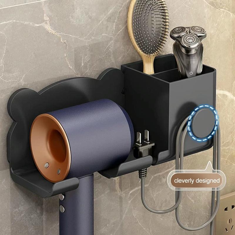 Wall Mounted Holder For Dyson Hair Dryer Bathroom Storage Rack Simple Black - Simple Gray 5