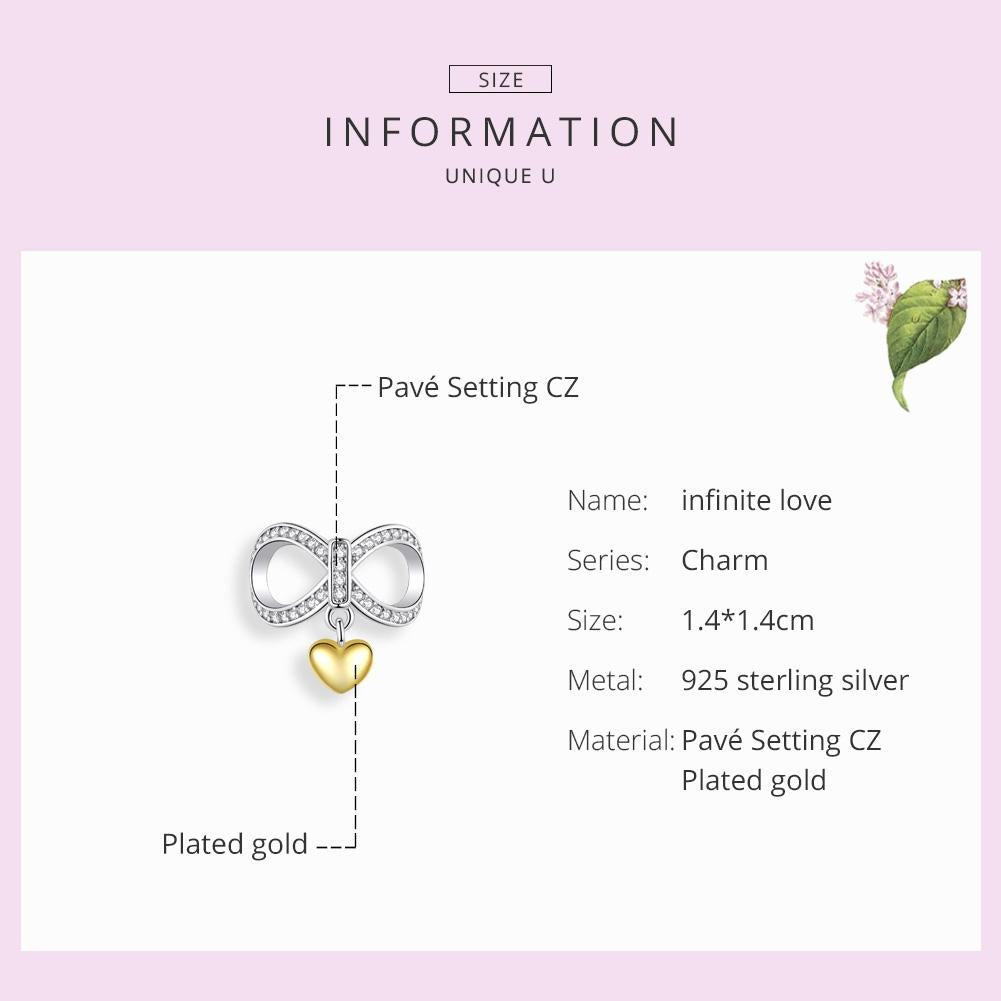 925 Sterling Silver Infinite Love Necklace & Bracelet Charm 6
