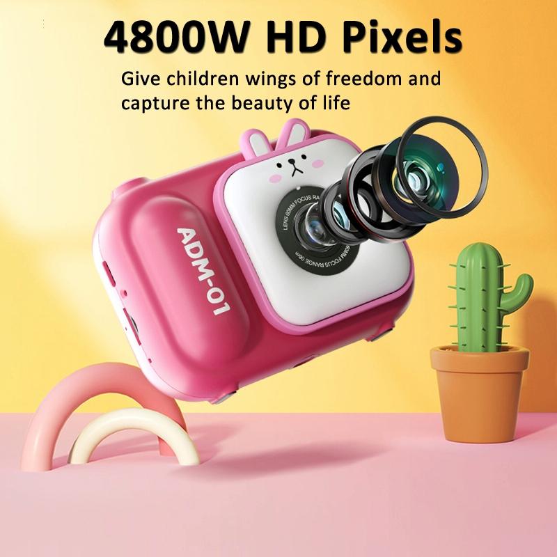 48Mp Dual Lens Kids Digital Camera With 2.4 Ips Screen And 32Gb Tf Card - Blue Fox - With 32G Tf Card Pink Bunny 5