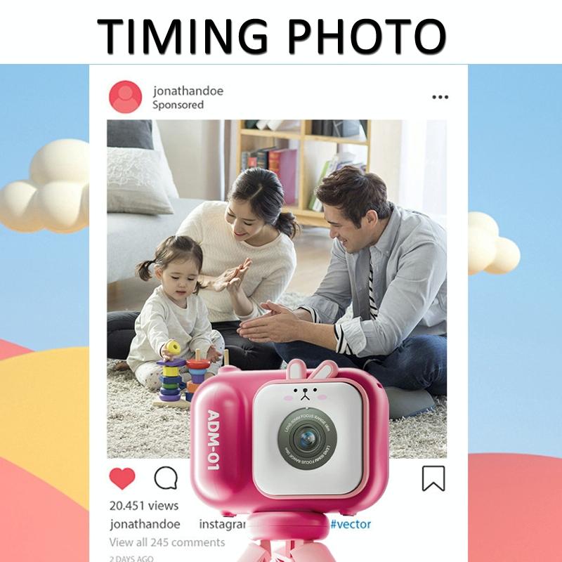 48Mp Dual Lens Kids Digital Camera With 2.4 Ips Screen And 32Gb Tf Card - Blue Fox - With 32G Tf Card Pink Bunny 7