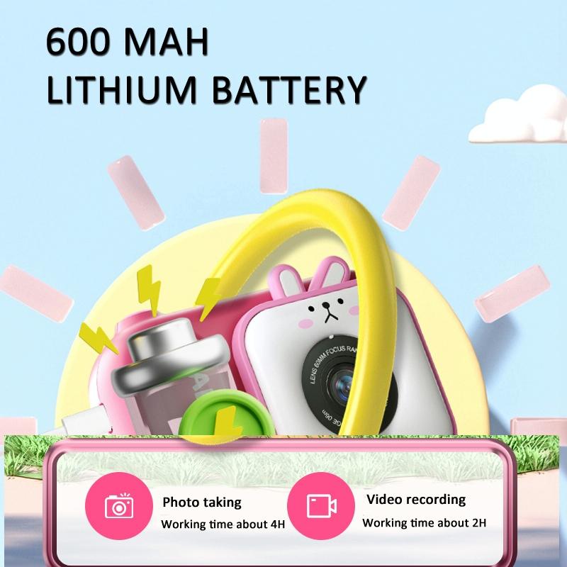 48Mp Dual Lens Kids Digital Camera With 2.4 Ips Screen And 32Gb Tf Card - Blue Fox - With 32G Tf Card Pink Bunny 9