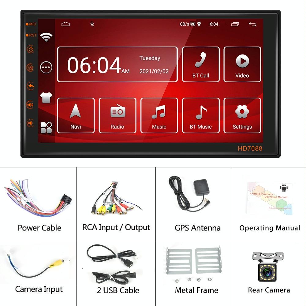7 Inch Android Navigation Wifi Vehicle Central Control Screen - 2 + 16G Standard + 12Lights Camera 3