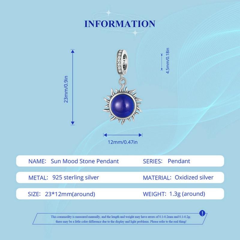 925 Sterling Silver Zircon Sun Pendant Temperature Sensitive 3