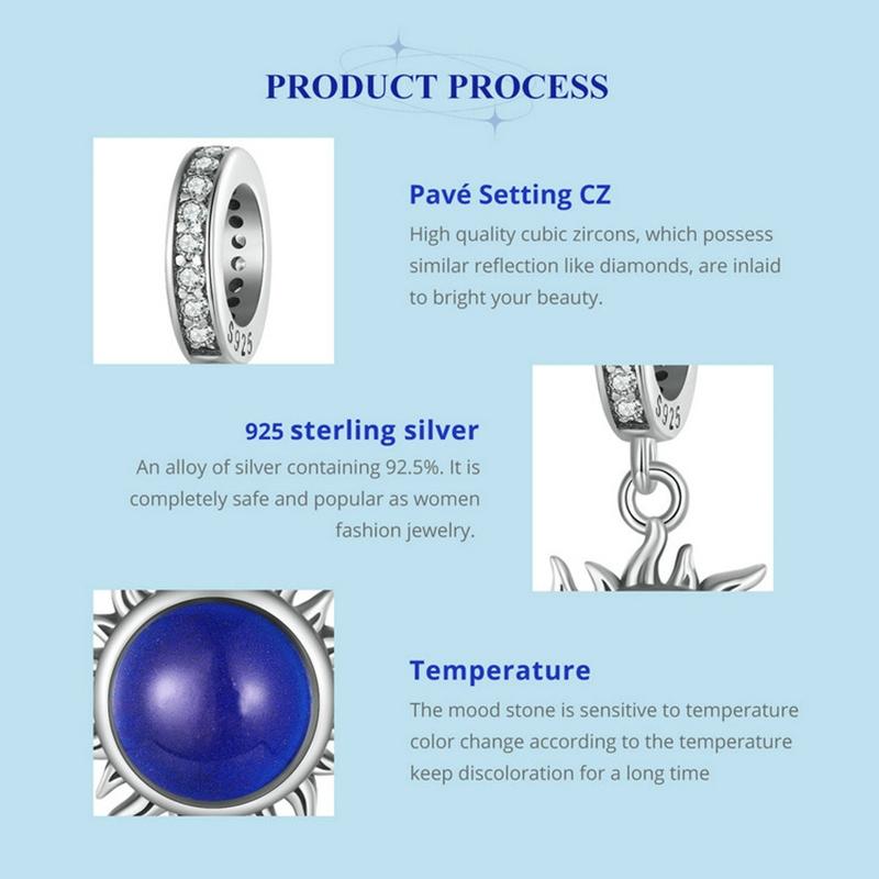 925 Sterling Silver Zircon Sun Pendant Temperature Sensitive 4