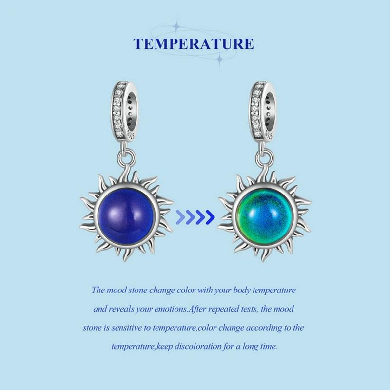 925 Sterling Silver Zircon Sun Pendant Temperature Sensitive 5