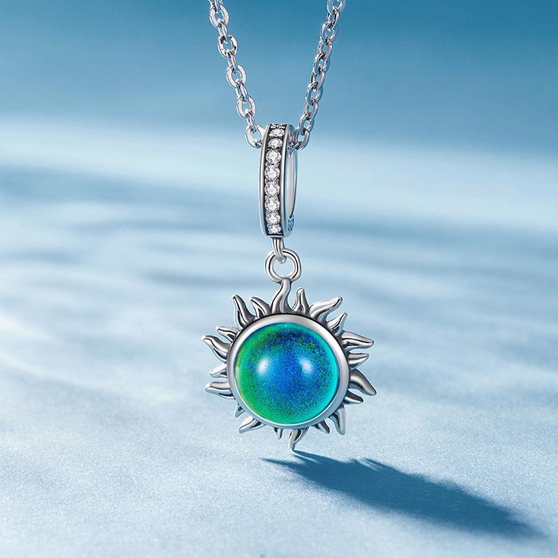 925 Sterling Silver Zircon Sun Pendant Temperature Sensitive 7