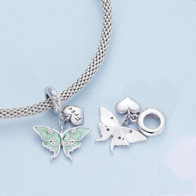 925 Sterling Silver Natural Butterfly Pendant For Diy Bracelet Style - Butterfly 3