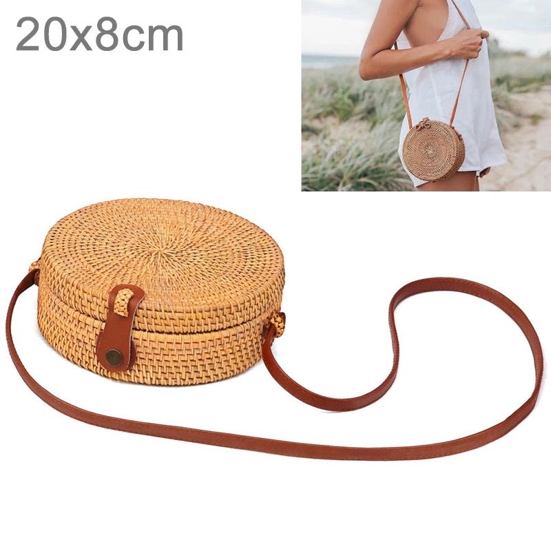 Handmade Rattan Bag With Buckle Bowknot Design Perfect For Autumn And Beach Days 20X20X8Cm 3