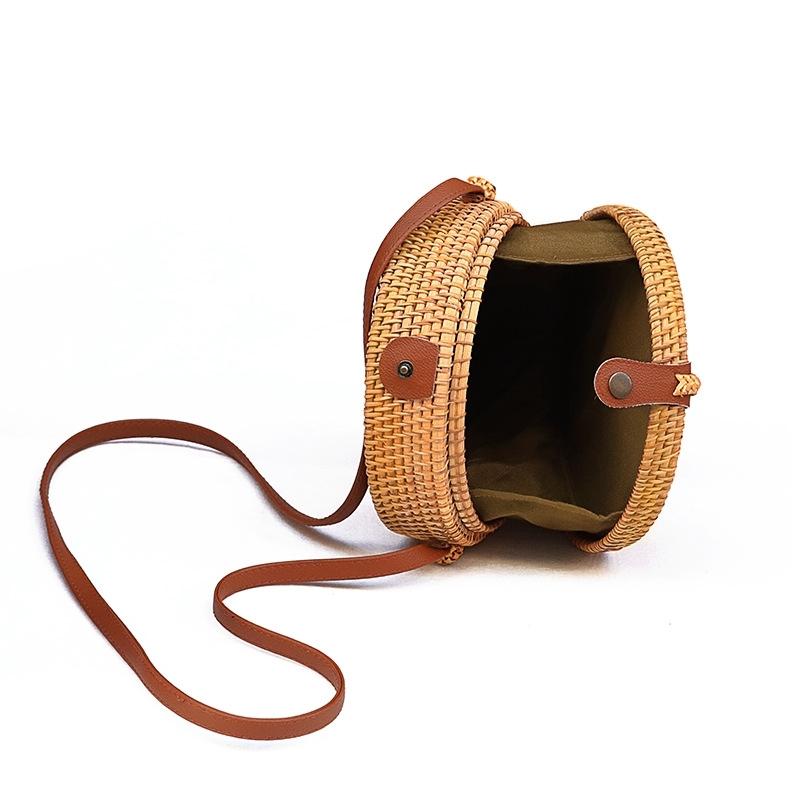 Handmade Rattan Bag With Buckle Bowknot Design Perfect For Autumn And Beach Days 20X20X8Cm 6