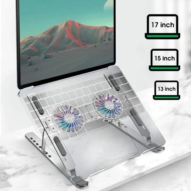 Foldable Laptop Cooling Stand with Ambient Light - Gray 5