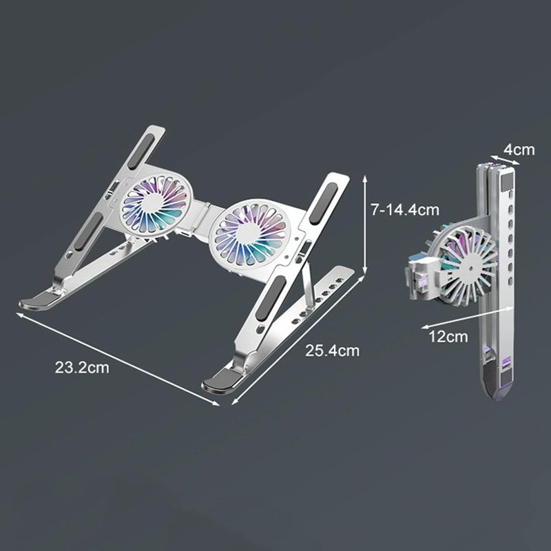 Foldable Laptop Cooling Stand with Ambient Light - Gray 7