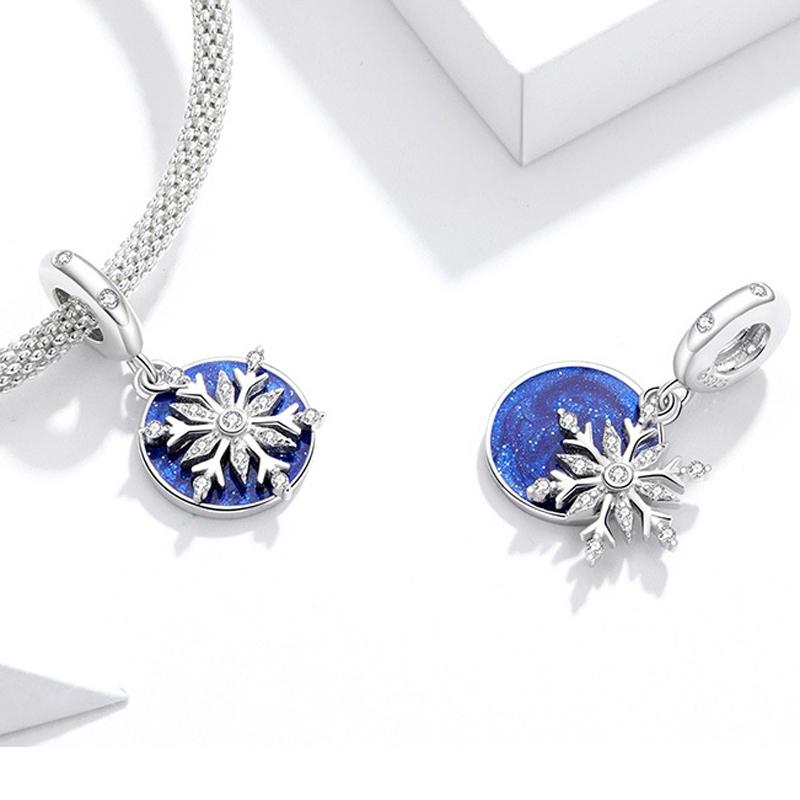 925 Sterling Silver Diy Winter Snowflake Bracelet Bead Set 4