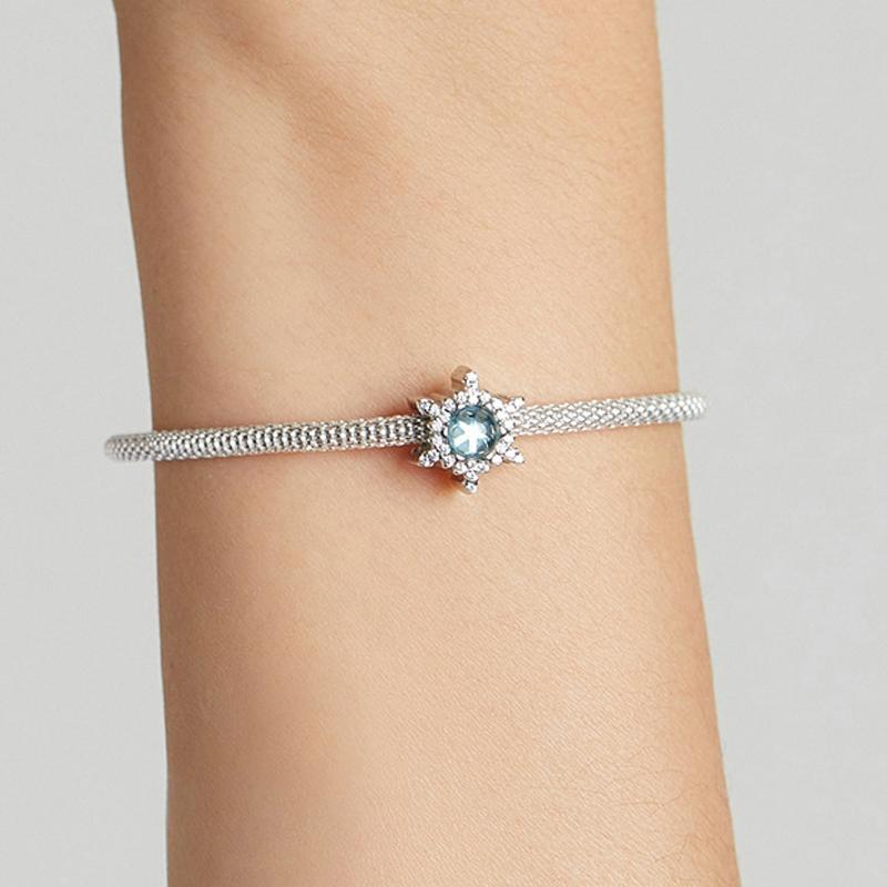 925 Sterling Silver Diy Winter Snowflake Bracelet Bead Set 6