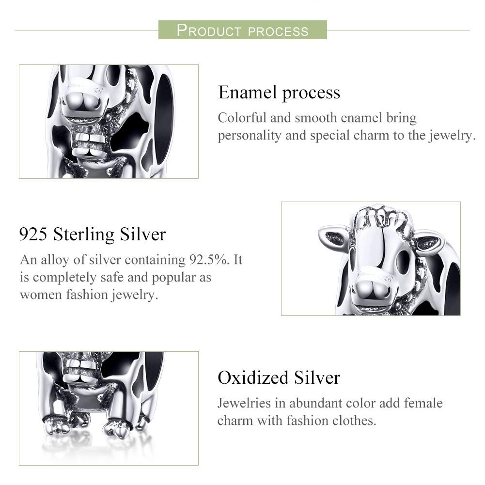 925 Sterling Silver Cow Beaded Bracelet Accessory 7