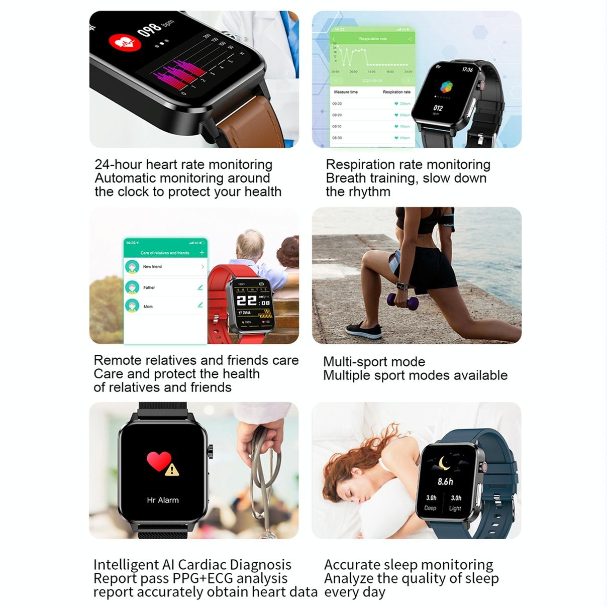 1.7 Inch Heart Rate Bluetooth Watch Red 7