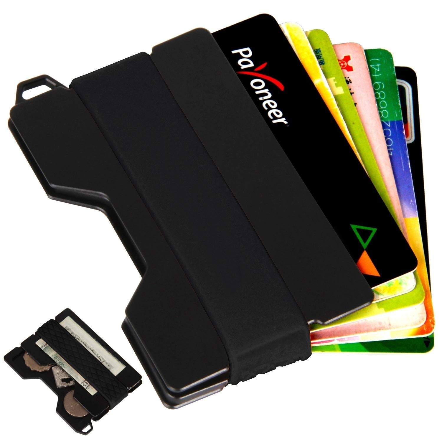Rfid Card Holder Anti Theft Edc Wallet Coin Storage Box Key Holder Black 3