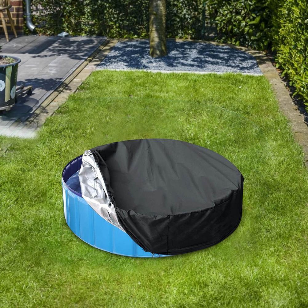 Round Foldable Pool Cover - Dustproof & Sunscreen - 162x30cm - Black / Silver