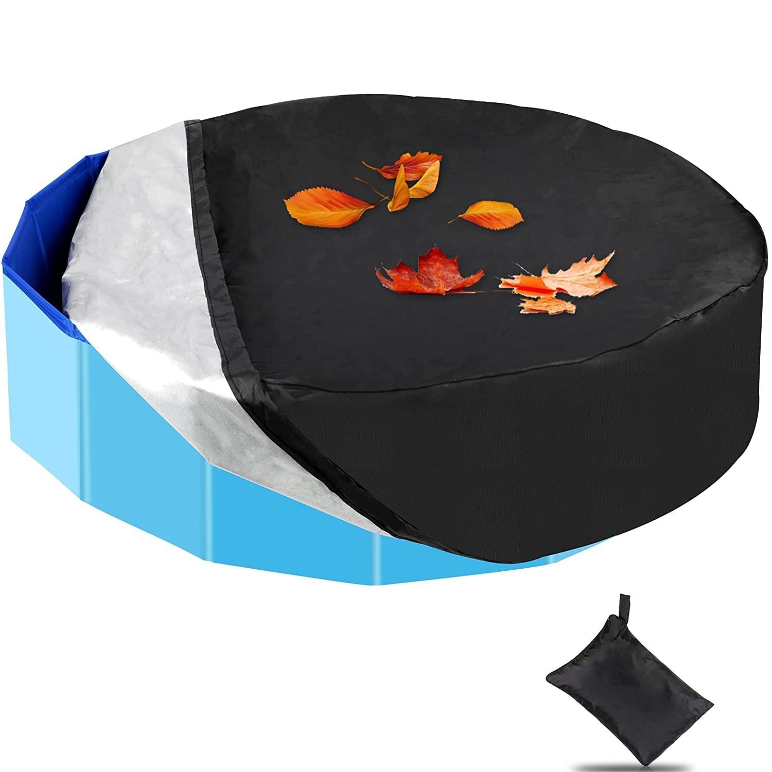 Round Foldable Pool Cover - Dustproof & Sunscreen - 162x30cm - Black / Silver 3