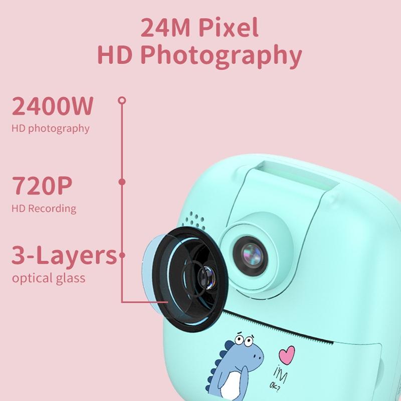 32g Pink Cartoon Kids Camera with Rotating Lens - A18 Hd 4