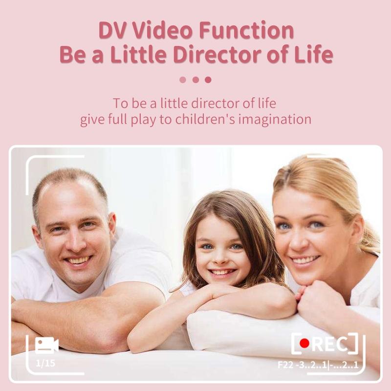 32g Pink Cartoon Kids Camera with Rotating Lens - A18 Hd 8