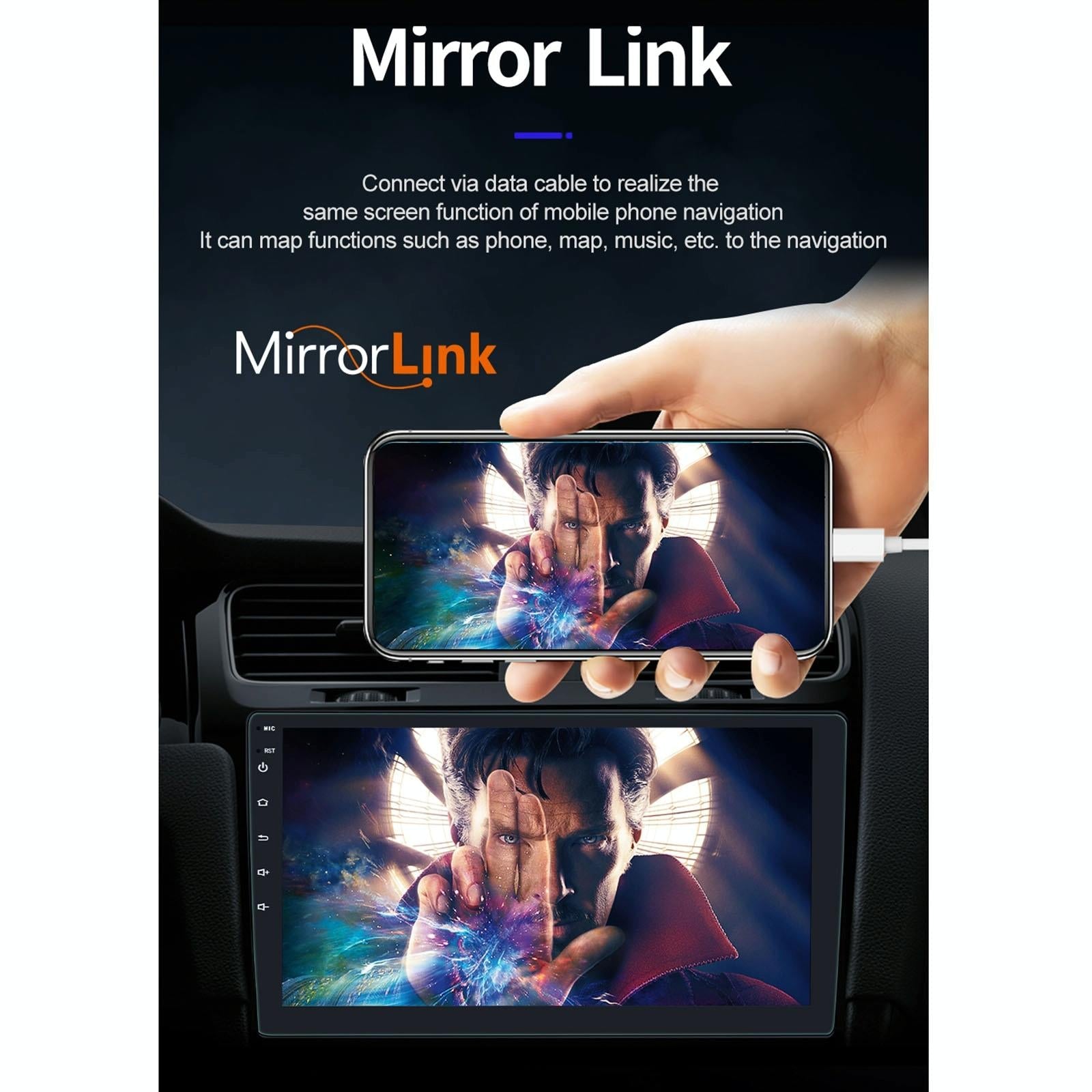 10.1 Inch Car Android Player Gps Navigation Bluetooth Touch Radio Mirror Link Fm Wifi Steering Wheel Control Standard Version + Carplay 10