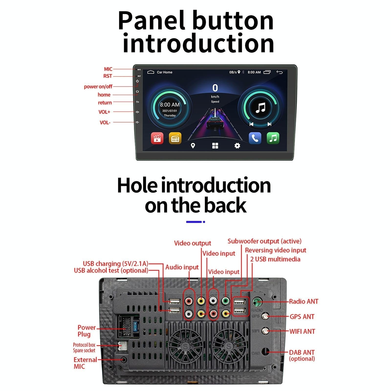 10.1 Inch Car Android Player Gps Navigation Bluetooth Touch Radio Mirror Link Fm Wifi Steering Wheel Control Standard Version + Carplay 11
