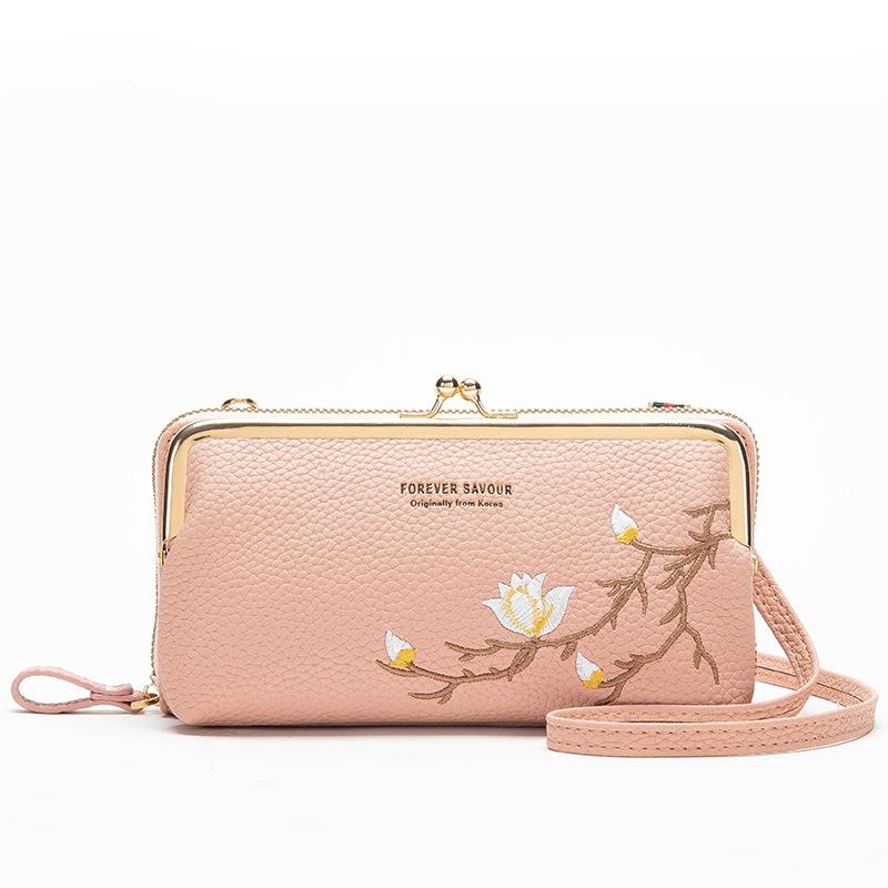 Black Embroidered Crossbody Wallet With Large Capacity - Yellow 14