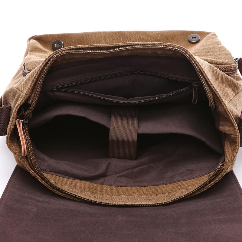 Large Coffee Canvas Messenger Bag For Business Use 5