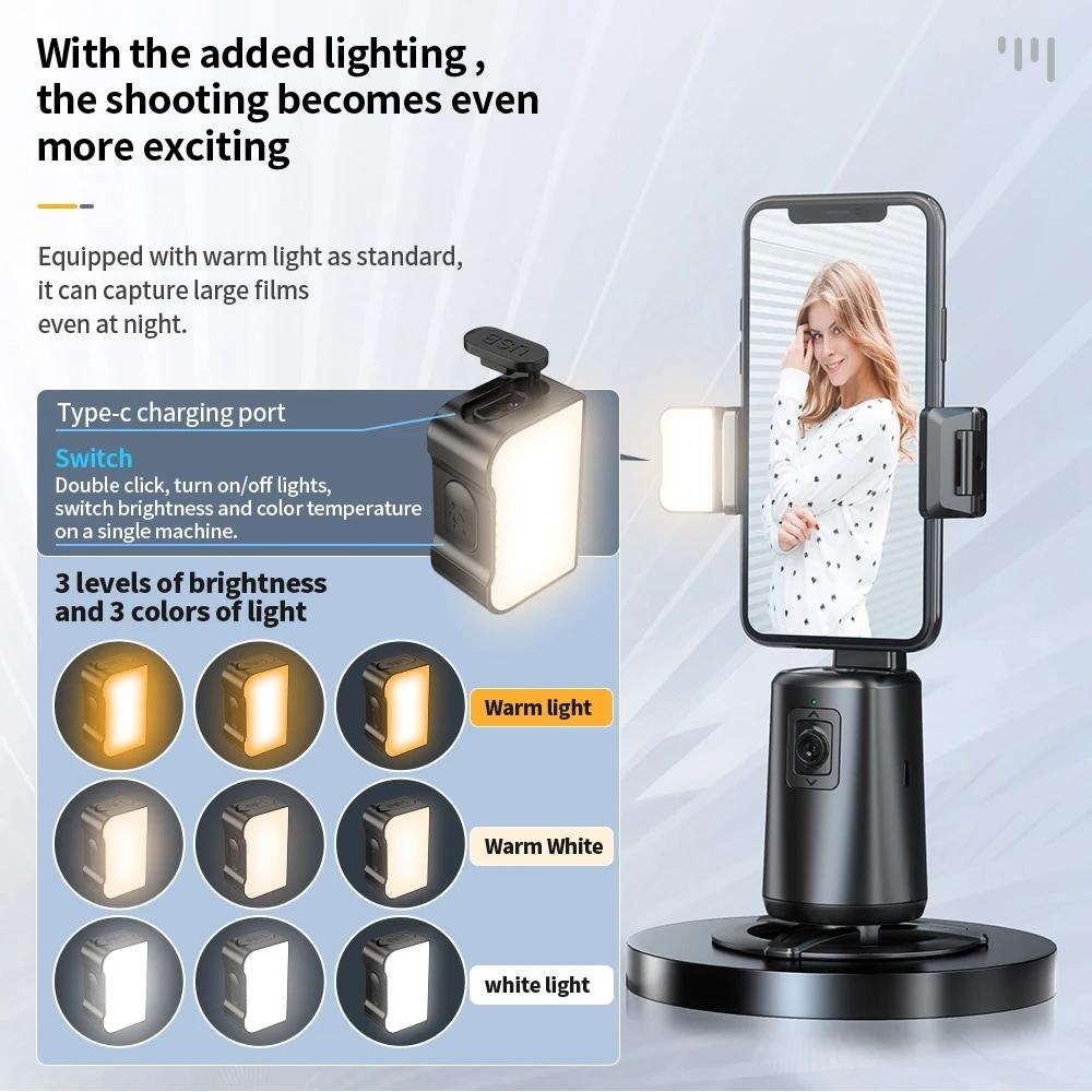 Auto Tracking Gimbal Stabilizer with Fill Light and Selfie Stick - 360 Degree Rotation - A200 Set 3 13