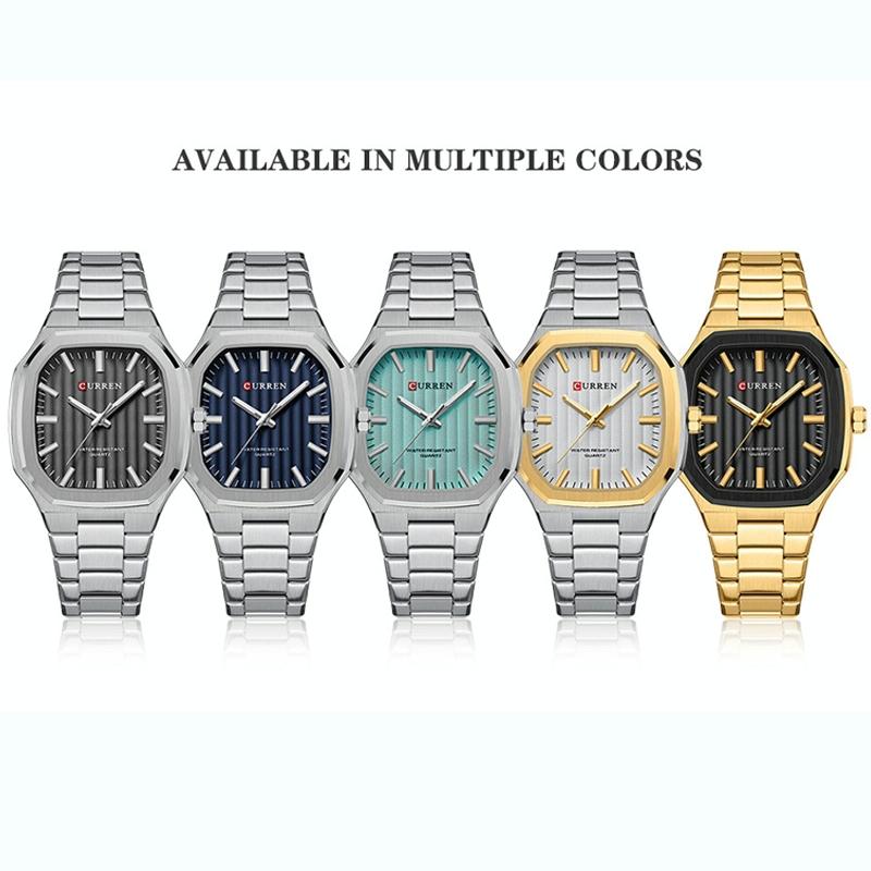 Men Quartz Watch with Steel Strap for Business - White Shell Black 3