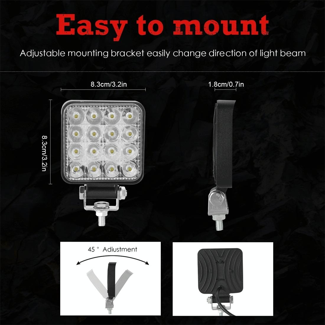 11.2W 10 - 30V Dc 6000K 3 Inch 16 Leds Square Offroad Truck Car Driving Light Work Light Spotlight Fog Light 4