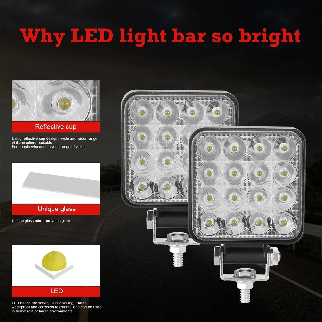 11.2W 10 - 30V Dc 6000K 3 Inch 16 Leds Square Offroad Truck Car Driving Light Work Light Spotlight Fog Light 7