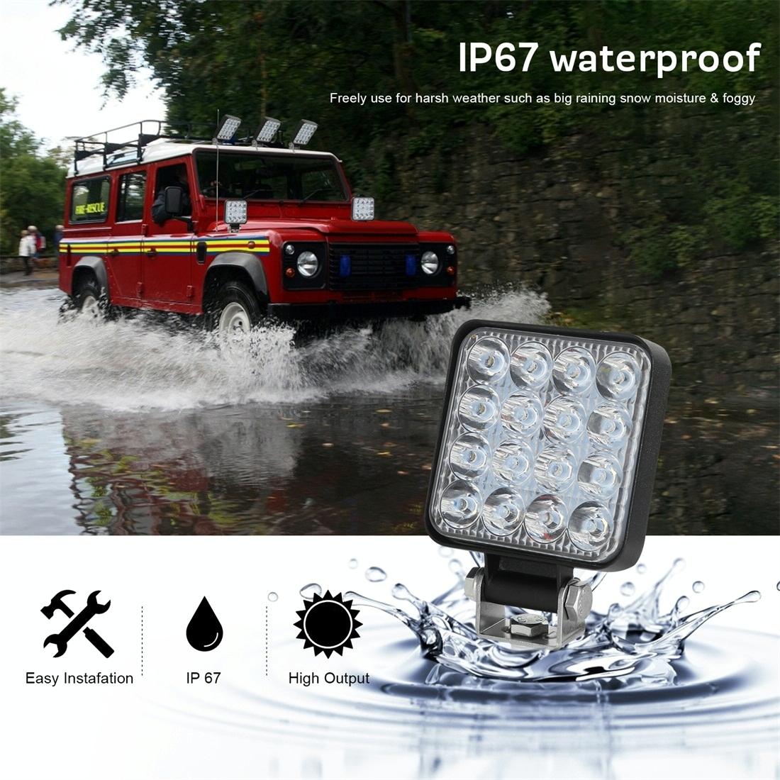 11.2W 10 - 30V Dc 6000K 3 Inch 16 Leds Square Offroad Truck Car Driving Light Work Light Spotlight Fog Light 10
