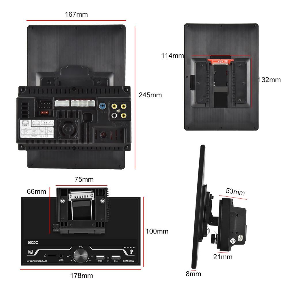 9.5 Inch Vertical Screen Car Mp5 Player - Dual Spindle + 8 Light Camera 4
