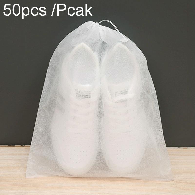 50 Pcs Thickened Non Woven Shoe Storage Bag Portable & Sunscreen - 50Pcs /Pack 32X48Cm Large 14