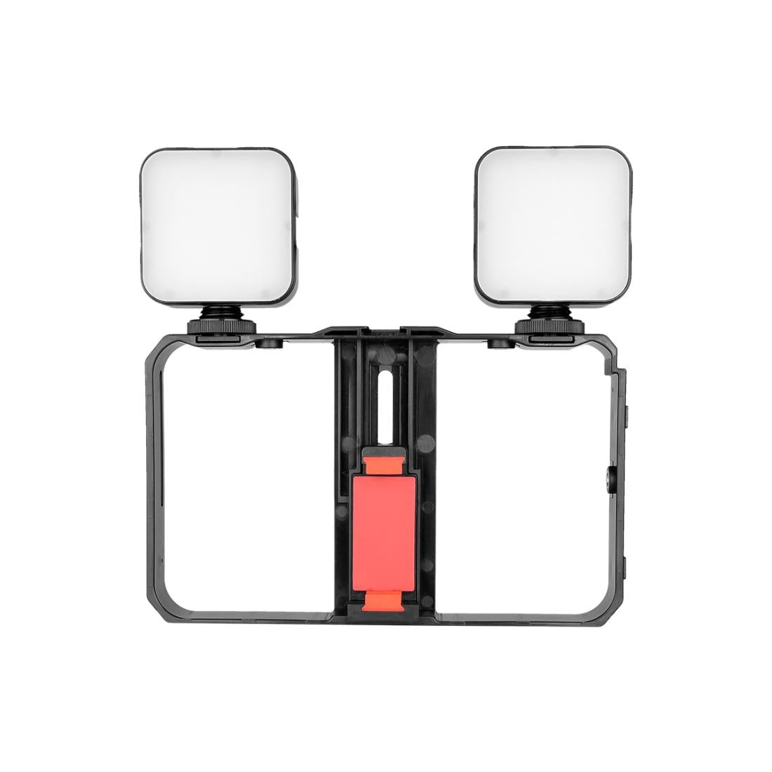 Vlogging Live Broadcast Smartphone Video Rig With Led Selfie Light And Stabilizer Handle 3
