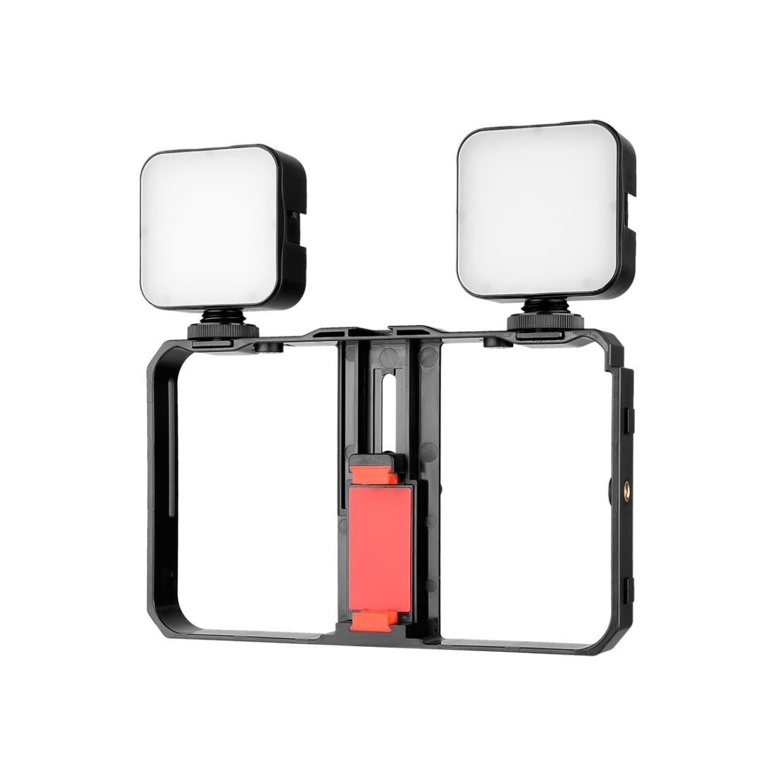 Vlogging Live Broadcast Smartphone Video Rig With Led Selfie Light And Stabilizer Handle 4