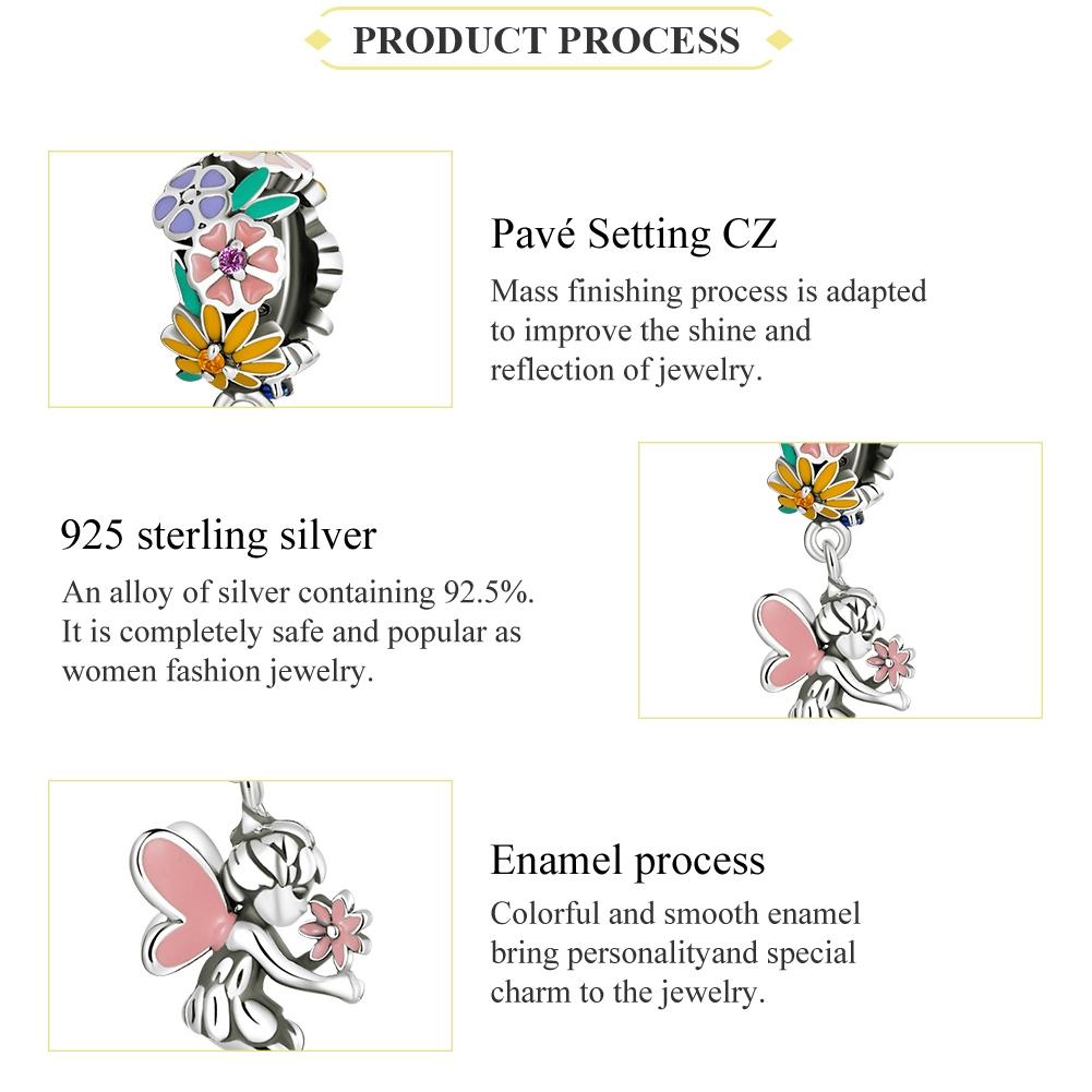 925 Sterling Silver Flower Elf Pendant For Bracelet Or Necklace 5