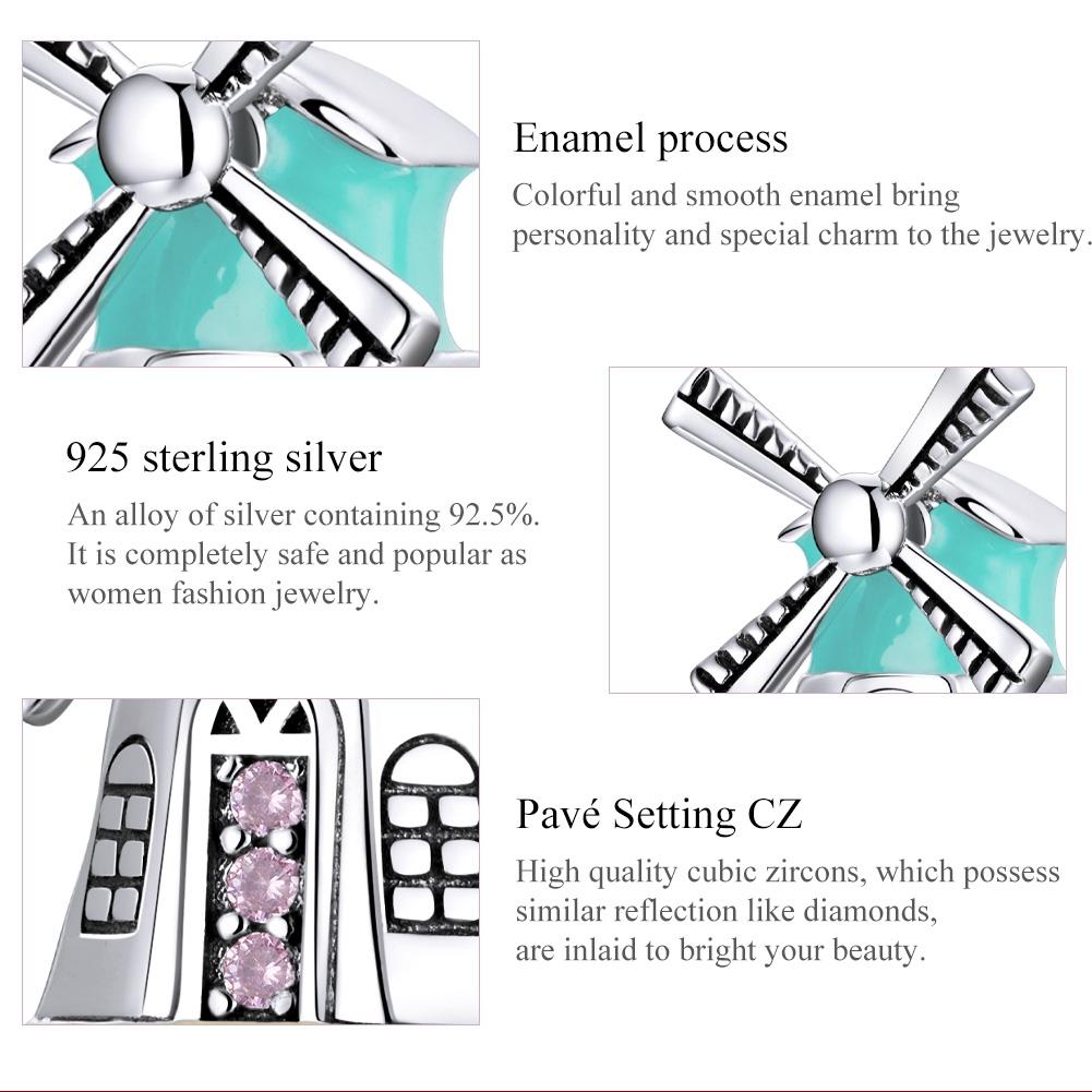 925 Sterling Silver Windmill Beads For Diy Bracelets & Necklaces 6