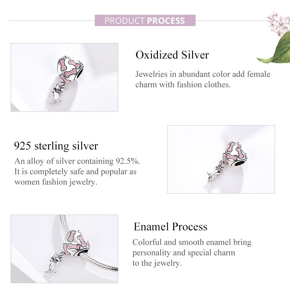925 Sterling Silver Heart Dog Bone Beads For Diy Bracelets 4