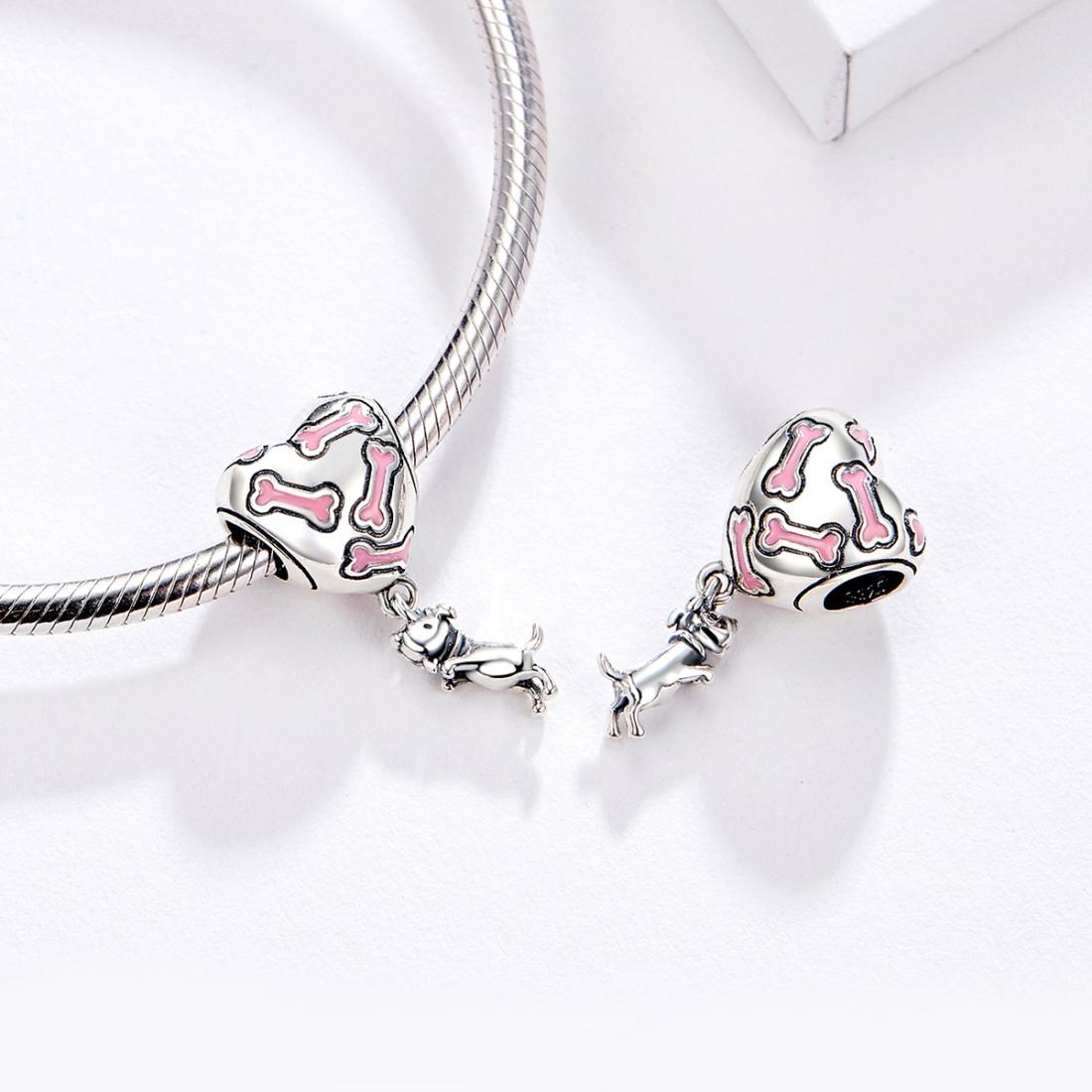 925 Sterling Silver Heart Dog Bone Beads For Diy Bracelets 6
