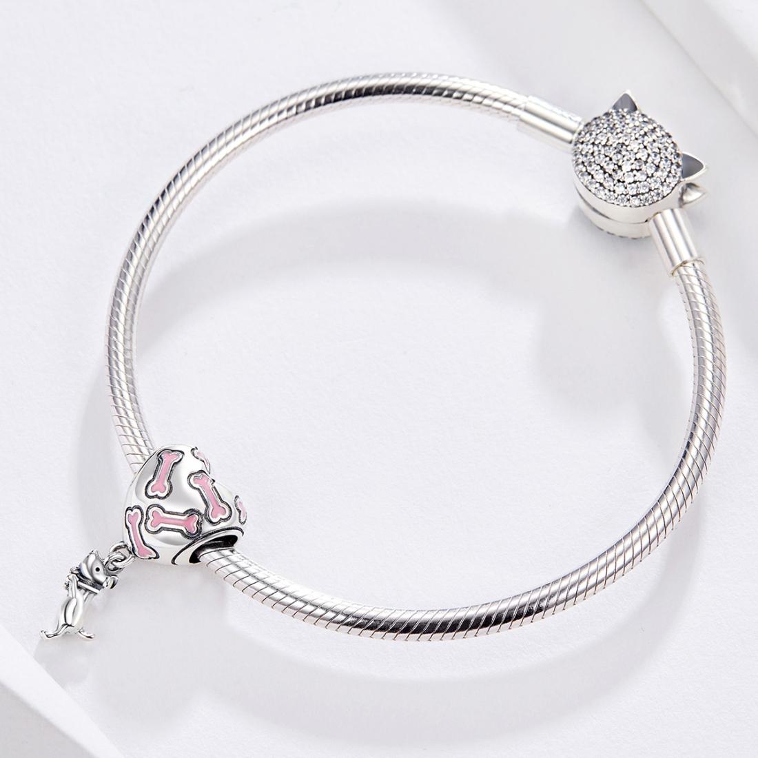 925 Sterling Silver Heart Dog Bone Beads For Diy Bracelets 7